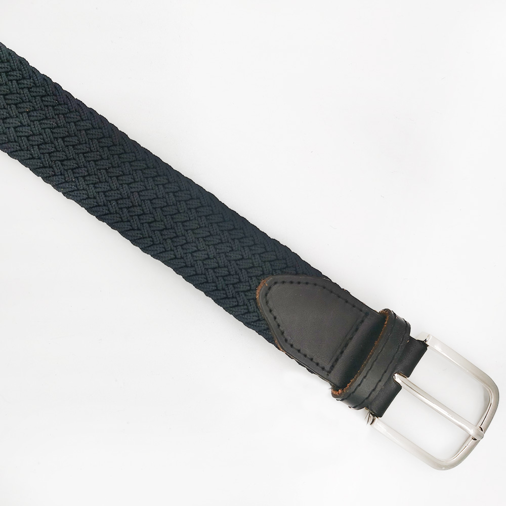 solid color elastic belts with leather tag