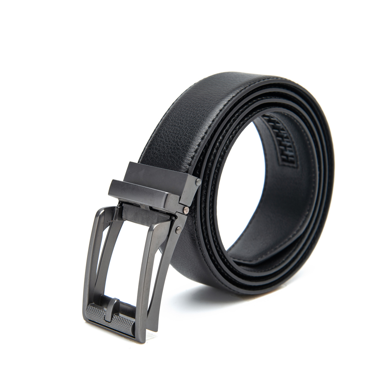 black formal leather belts with automatic buckle